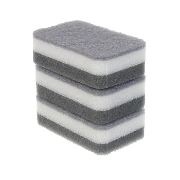 Набор губок 3 шт., тм VETTA, трехслойные, 10,5х6,5х3,3 см, поролон, полиуретан