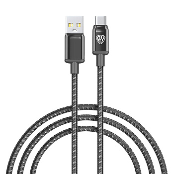 Кабель для зарядки USB(A)-Type C BY ZINC, 36Вт, 1 м, 3A, нейлон, цинк. кон.,чёрный