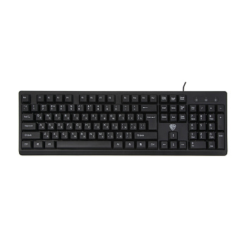 Клавиатура проводная BY PROMO, мембранная, 104кл., белая кириллица, USB, каб. 135см, черный