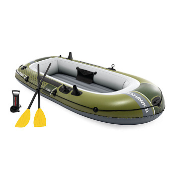 Лодка надувная тм Intex Seahawk 2 BOAT SET, 236x114x41см, до 240кг, весла/насос/рем.комп., 66332NP