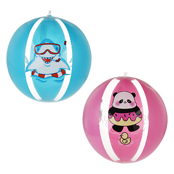 Мяч пляжный надувной, тм BY SPORT, 38см, ПВХ, 0.18мм, 2 дизайна