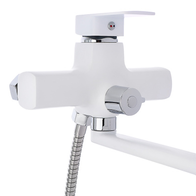 СоюзКран Смеситель для ванны с душем, прямой излив 35см, кер. картридж 35мм, белый, цинк, SK08-P105