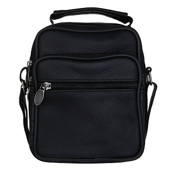 Сумка планшет ЮL Драйв мужская на длинном ремне, 4 отделения, нат.кожа, ПУ, 18х14х8см, черный, МП-23