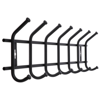 Вешалка настенная, 7 крючков, металл, цвет матовый черный