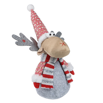 СНОУ БУМ Фигура декоративная "Лось" 39 см, полиэстер, красный, серый