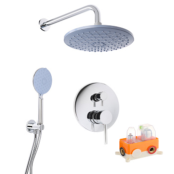 RAIN Душевая система, скрытый встраиваемый монтаж, троп. душ, ручная лейка 3 реж., нерж. сталь, хром