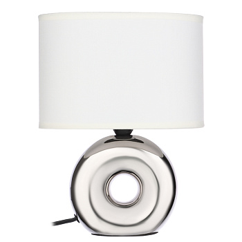 Светильник переносной настольный BY Осло, 25см, Е14, 40Вт, 230В,керамика,текстиль,белый/серебристый