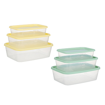Набор прямоугольных контейнеров пищевых 3шт (1л; 1,7л; 2,7л), пластик