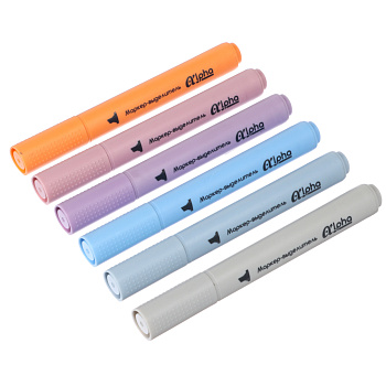 Маркер-выделитель оформительский ClipStudio Альфа 6 цветов, 3-гранный корпус, скошенный 3мм