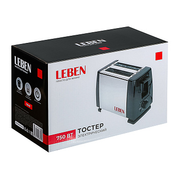 LEBEN Тостер 750Вт, 2 отдела, 6 степеней поджарки, арт.HJT-016S