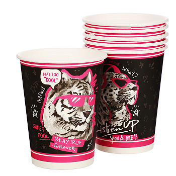 Набор бумажных стаканов Леопард-меломан, в т/у пленке, 6 шт*250 мл