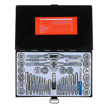 ЕРМАК Набор метчиков и плашек 40пр. В металл.кейсе