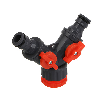 INBLOOM Разветвитель 2-х канальный, штуцерный, 3/4'-1/2', регулируемый, пластик