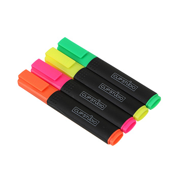 Набор маркеров-выделителей ClipStudio 4 цвета, кош. наконечник, 1-4мм, чехол с европодвесом