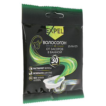 Средство для устранения засоров в ванной Expel Волосогон, 1 саше, 50г