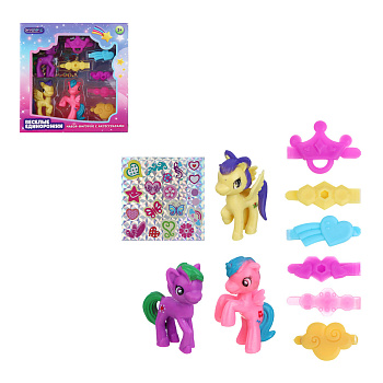 ИГРОЛЕНД Набор фигурок "Веселые единорожки" с акс, ABS, PP, 13х5х13 см, 2 дизайна