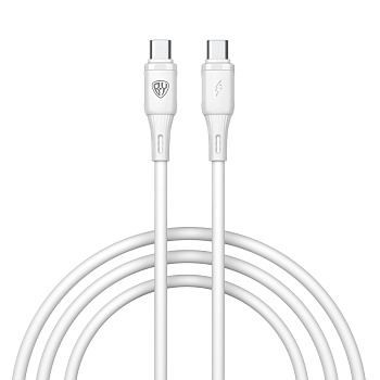 Кабель для зарядки Type C-Type C BY Twist, 60Вт, 1 м, 5A, гибкий силикон, белый