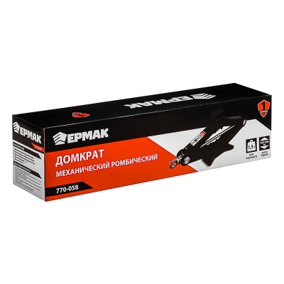 ЕРМАК Домкрат механический ромбический 1,5т, высота подъема100-393мм, резиновая площадка