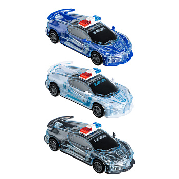 ИГРОЛЕНД Патрульный автомобиль, свет, звук, инерция, 3хLR44, ПВД, 15,5x5x7см, 3 дизайна