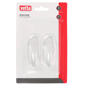 Крючки самоклеящиеся тм VETTA, прозрачные PS, 2шт