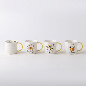 Кружка Пчелки тм MILLIMI 355мл, 4 дизайна , фарфор