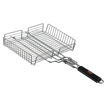 Решётка гриль хром со съёмной ручкой тм GRILLBOOM, 57x30x24, глубина 5см, хромированная сталь