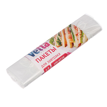 VETTA Пакеты для завтрака 100шт, 1л, 17х28см, флексопечать