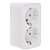 Розетка двухместная открытой установки Intro Polo с заз. 2х2P+E, 16А-250В, IP20, ОУ,3-204-01, белый