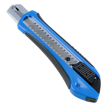 ЕРМАК Нож универсальный 25мм, метал.направ., Autolock, пластик+TPR, блистер