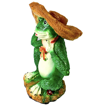 Фигура садовая "Лягушка в шляпе" 38х30см, гипс