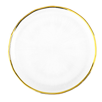 MILLIMI Тарелка закусочная 19,5см, стекло, золотая отводка