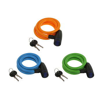 Замок велосипедный тм BY SPORT, противоугонный, тросовый, 1200х12мм, металл, пластик, 3 цвета