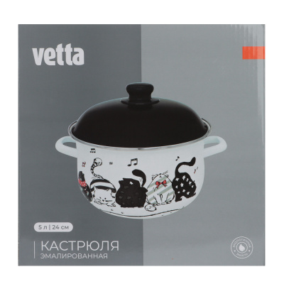 VETTA Хвостатые друзья Кастрюля эмалированная, 24см, 5,0л, индукция