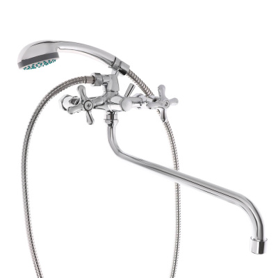 СоюзКран Смеситель для ванны с душем, круглый излив 30см, кер. кран-буксы 1/2, хром, цинк, SK08-S222