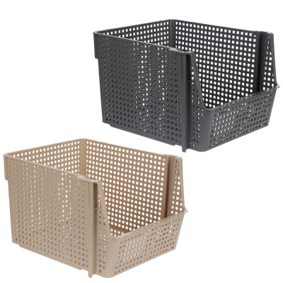 Корзинка для хранения Лофт10л штабелируемая серый, латте