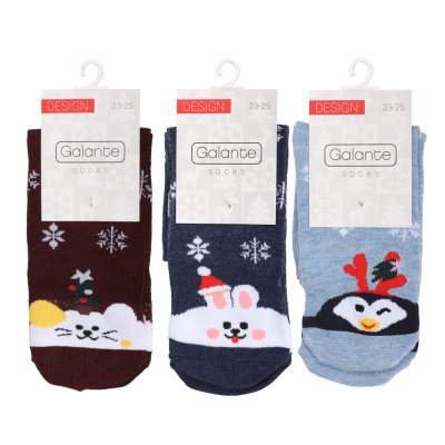 GALANTE Носки новогодние, р.23-25, 70% полиэстер, 30% хлопок, разноцветные