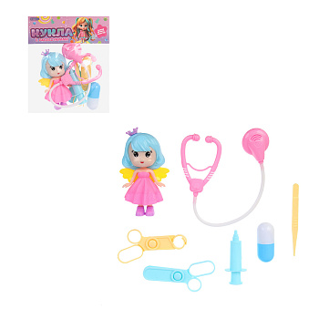 ИГРОЛЕНД Кукла с аксессуарами для игры в пакете, ABS, PP, 14х3х19 см, 4 дизайна