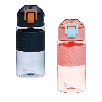Бутылка спортивная для воды с силиконовым поильником тм BY SPORT, 500мл, 18,5x8,5см, PC, 2 цвета