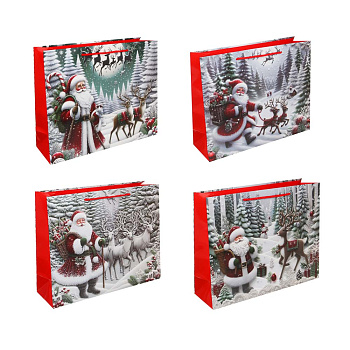 Пакет тм СНОУ БУМ подарочный, 26x32x10см, глиттер, бумага, арт.26, 4 дизайна