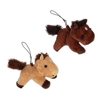 СНОУ БУМ Мягкий сувенир лошадка на шнурке 9,5 см, полиэстер