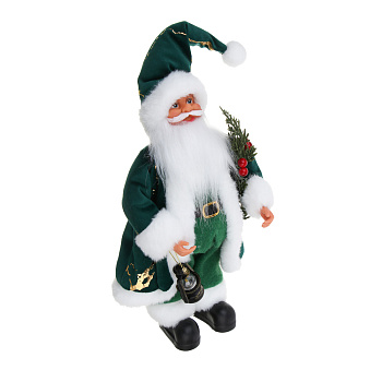 СНОУ БУМ Сувенир Санта 41 см, полиэстер, зеленый