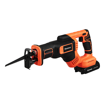 ЕРМАК Пила сабельная на АКБ 20В, 2,0А Li-ion (1шт) з/у, 0-3000 ход/мин, 150мм глуб,реза дер, (ONE)