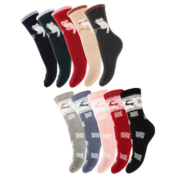 GALANTE Носки женские, 65% полиэстер, 20% акрил, 15% шерсть, р-р 23-25, разноцветные, НЖ22-1