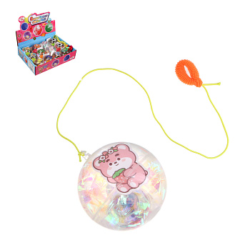 Игрушка мяч с блестками, каучук, PP, вода, d6,5см, 3хLR1130, 6 дизайнов