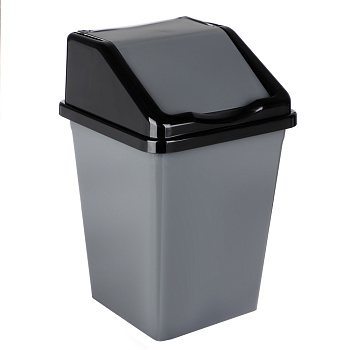 Ведро для мусора с подвижной крышкой 10л квадратное (серо/черный)