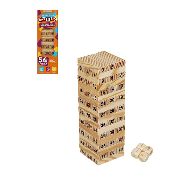 ИГРОЛЕНД Настольная игра "Падающая башня", дерево, 5,5х5,5х18,5см