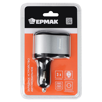 ЕРМАК Устройство зарядное в авто, USB QC 3.0+PD, 5В/3.1А, пластик