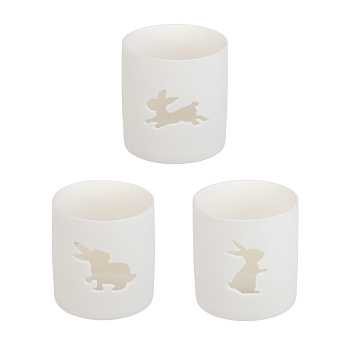 Подсвечник тм LADECOR "Кролики" 7,6x7,6x8 см, 3 вида