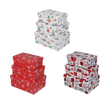 Набор подарочных коробок тм СНОУ БУМ, 3 размера 23x16x9,5см, 21x14x8см, 19x12x6,5см, картон, 3 диз.