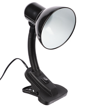 Светильник на прищепке BY, E27, 40 Вт, 230 В, гнущаяся ножка 10 см, шнур 75 см, черный